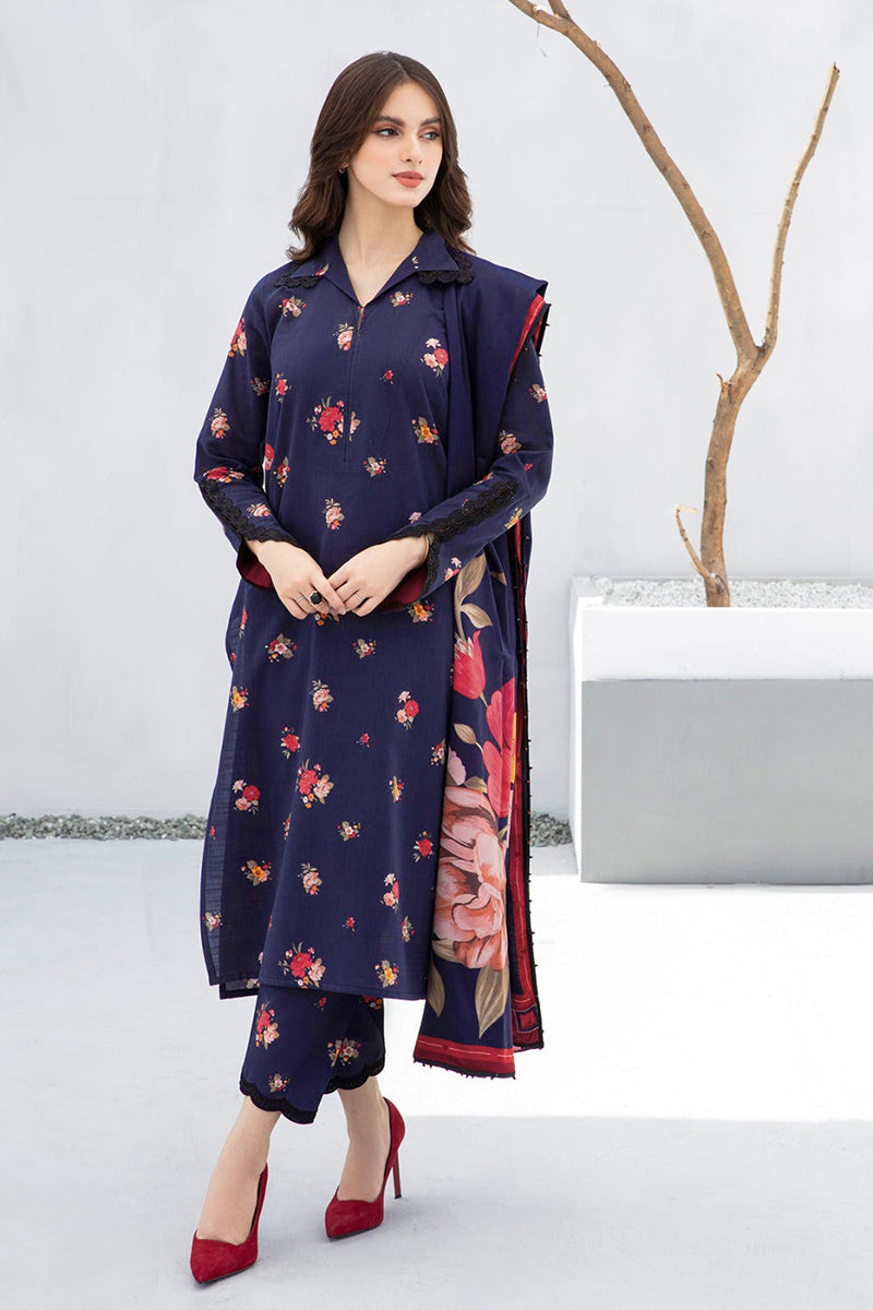 3PC DIGITAL PRINTED DHANAK SUIT-NJK874